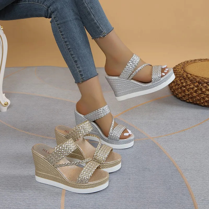 Sandalias Verano Mujer 2024 - Zapatos Playa Cuña Designer Casual Cómodas