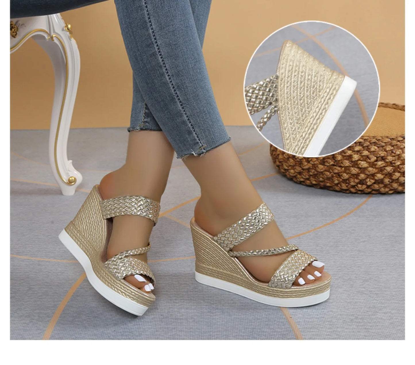 Sandalias Verano Mujer 2024 - Zapatos Playa Cuña Designer Casual Cómodas
