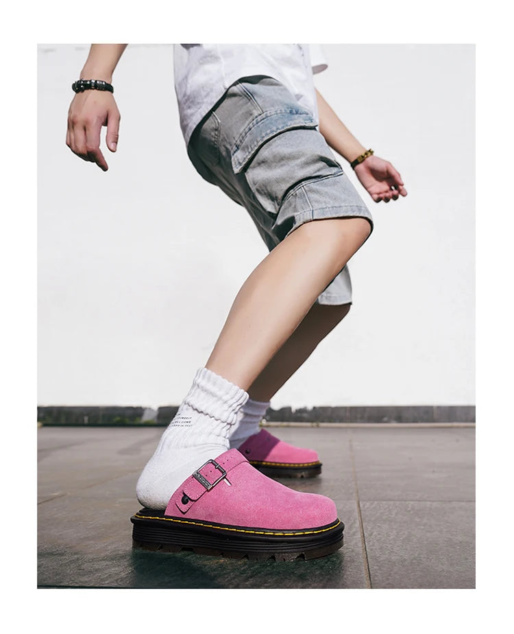 Sandalias Hombre Cuero Fashion - Casual Verano Playa Antideslizantes Zuecos Clásicos