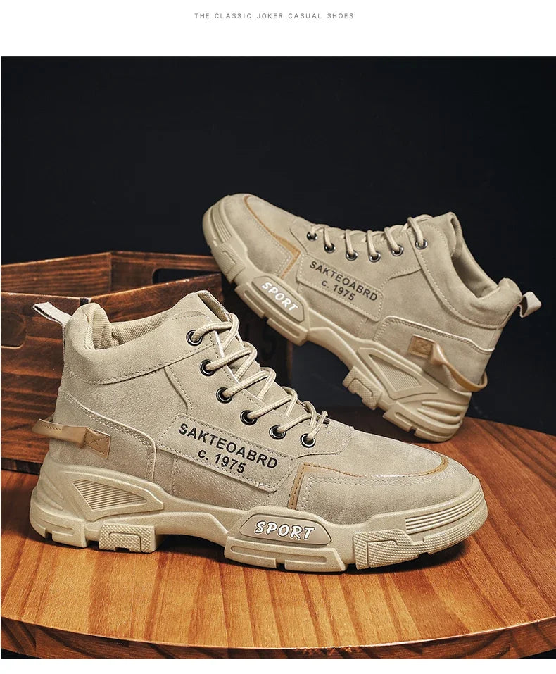 Botas Hombre Casual Suela Suave - Antideslizantes 4 Estaciones Trabajo Outdoor Estudiante Deportivas Fashion Youth Versátiles Trendy