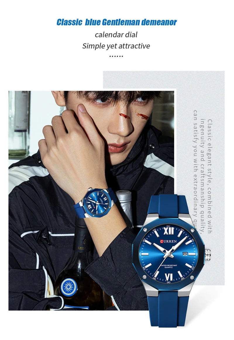 Reloj CURREN 8465 Nuevo 2025 - Cuarzo Silicona Luz Nocturna Casual Resistente al Agua