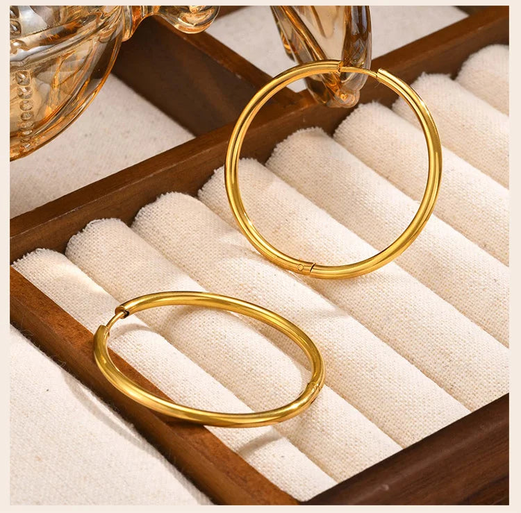 Pendientes Aro Minimalistas Mujer - Acero Inoxidable Redondos Huggies