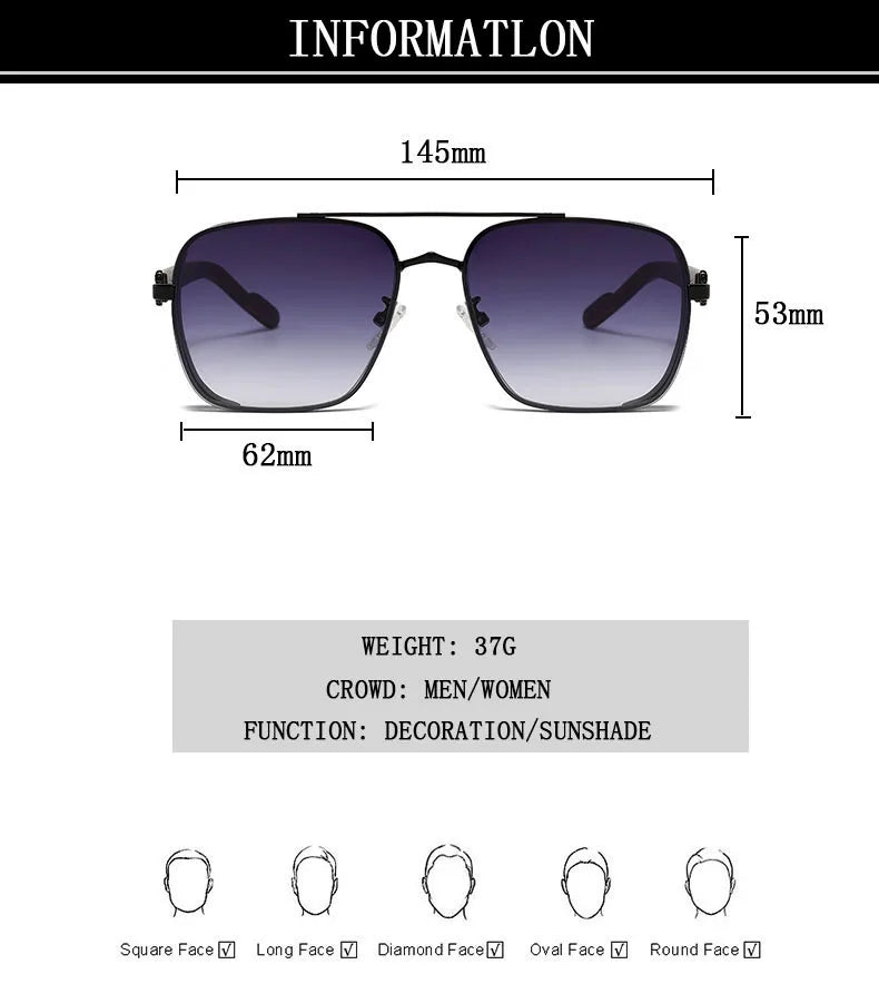 Gafas de Sol Hombre Cuadradas 2023 - Lentes Vintage Retro Steampunk Unisex