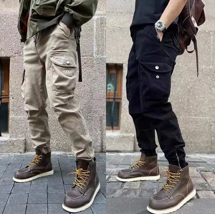 Pantalones Cargo Hombre Trekking - Motocicleta Gris Hiking Outdoor Coreano