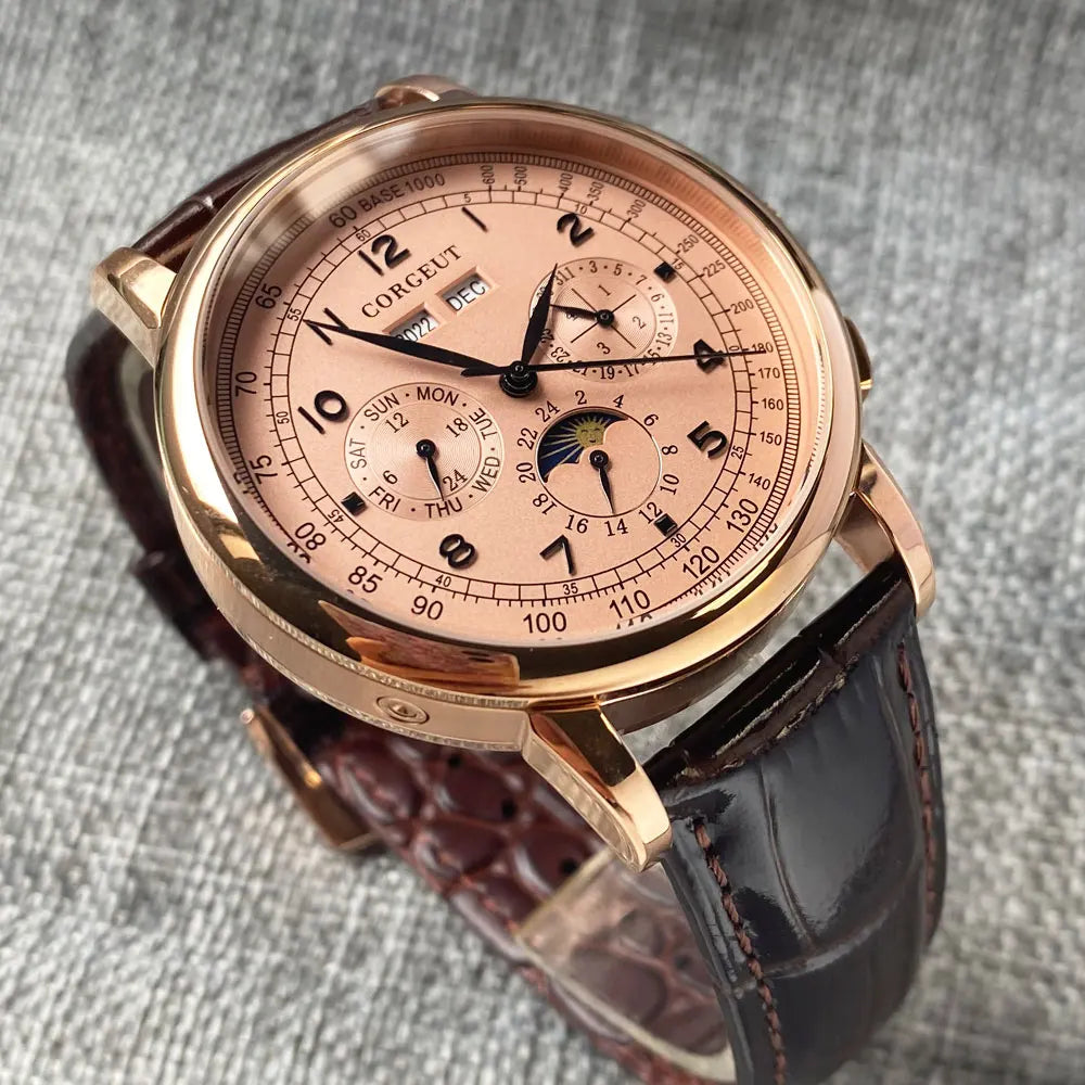 Reloj Mecánico Automático 316L Multifunción 42mm - Fecha Día Mes Año Indicador Día/Noche