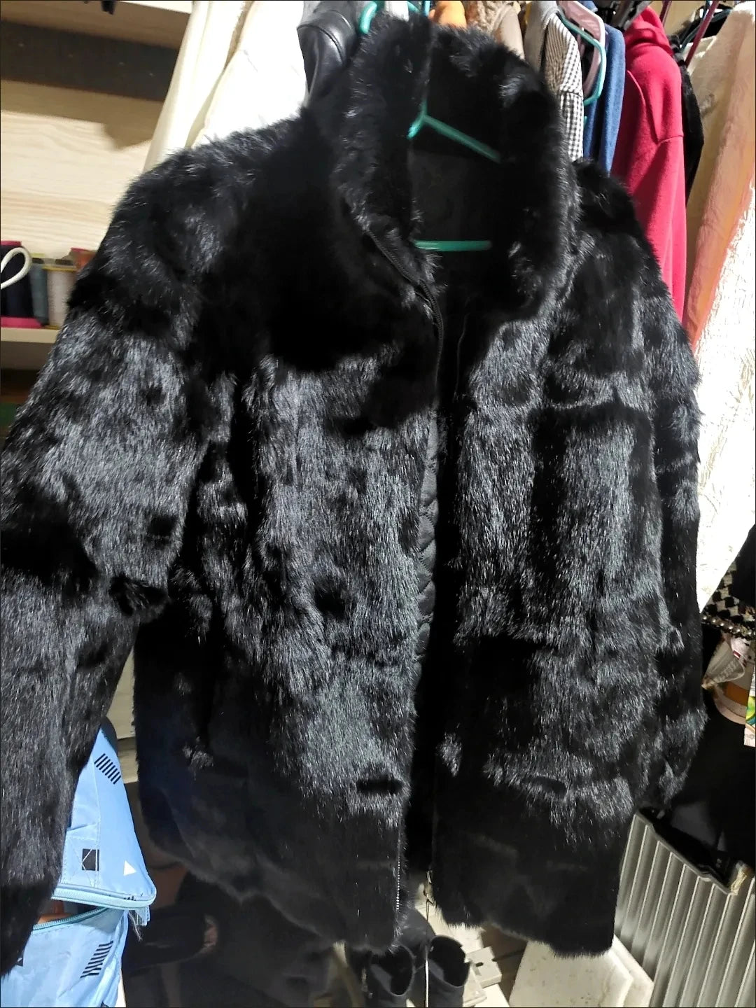 Abrigo Piel Conejo Rex Mujer - Abrigo Largo Holgado Cremallera Invierno