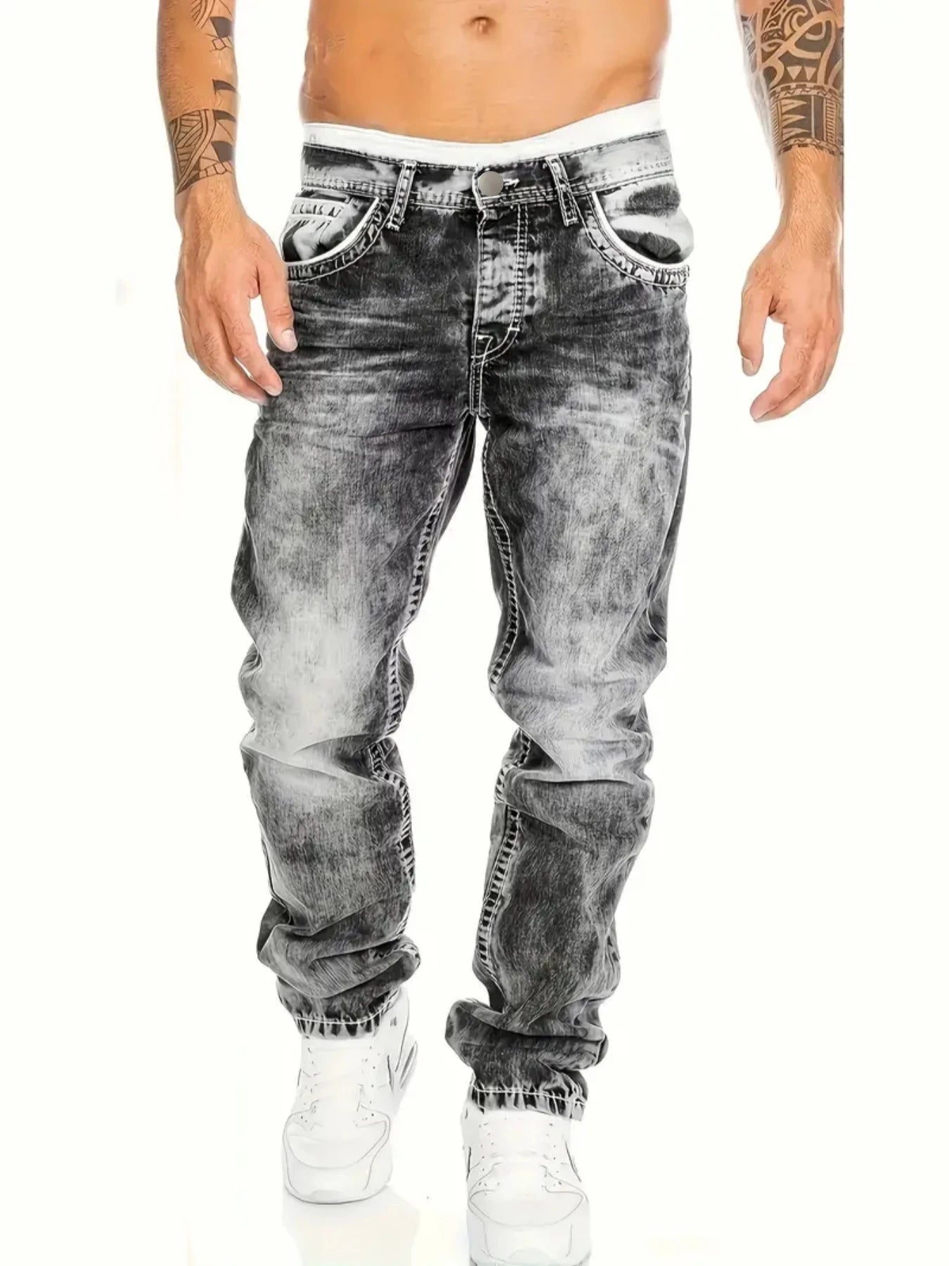 Vaqueros Hombre Europeos Americanos Otoño - Jeans Slim Elásticos Lavado Vintage Streetwear