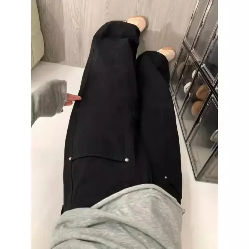 Vaqueros Mujer Pierna Ancha Negro Invierno - Jeans High Street Largos