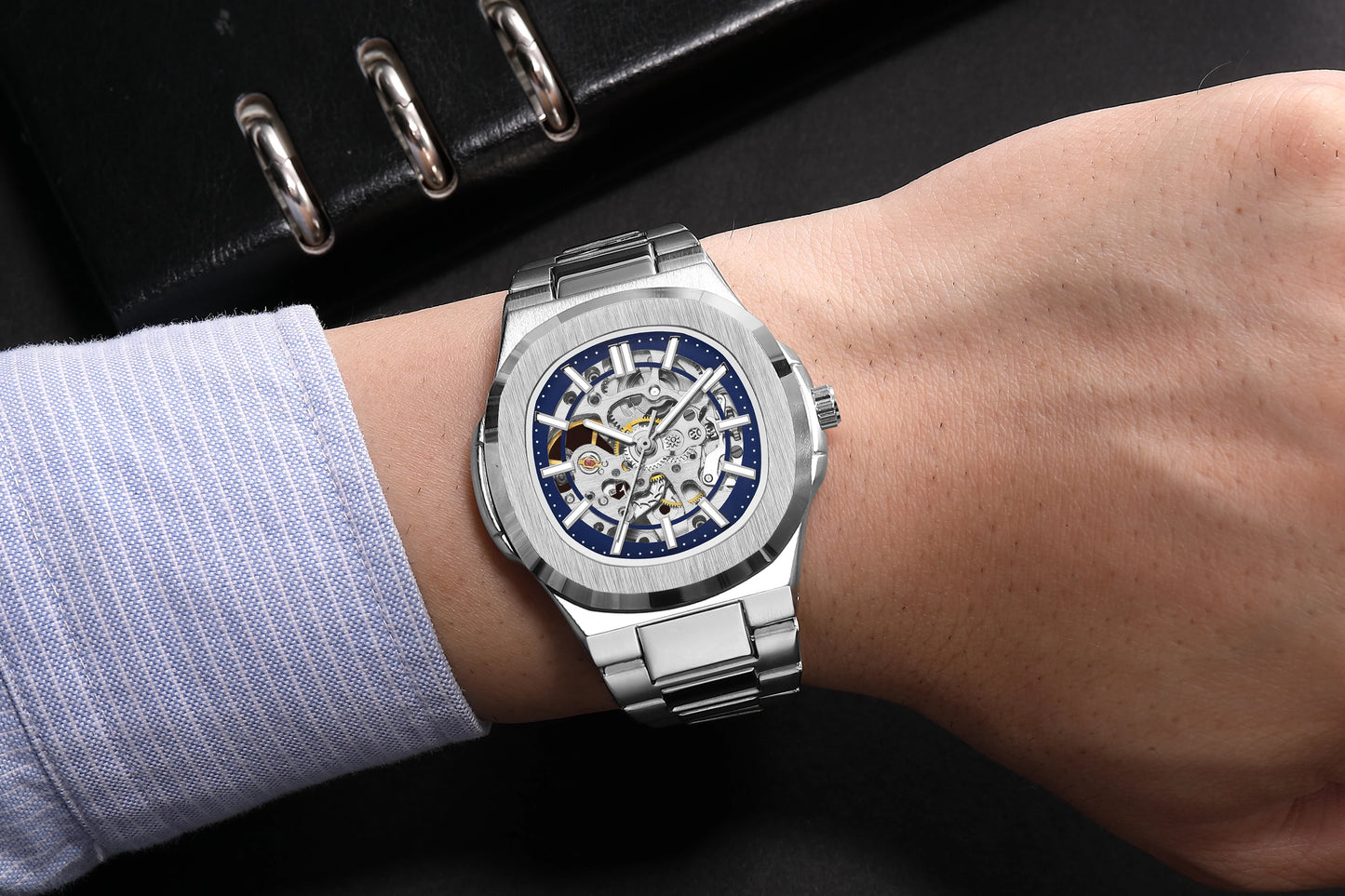 Reloj Mecánico Automático Skeleton Luxury 2023 - Cristal Zafiro Acero Inoxidable