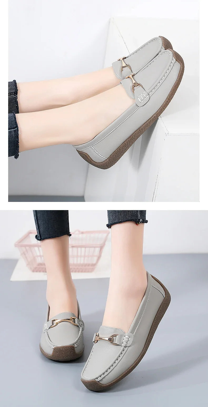 Zapatos Piel Mujer Moccasins - Loafers Designer Slip-On Planos Talla Grande