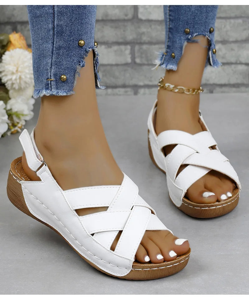 Sandalias Cuña Mujer Casual Verano - Zapatos Tacón Ligeros Cómodos