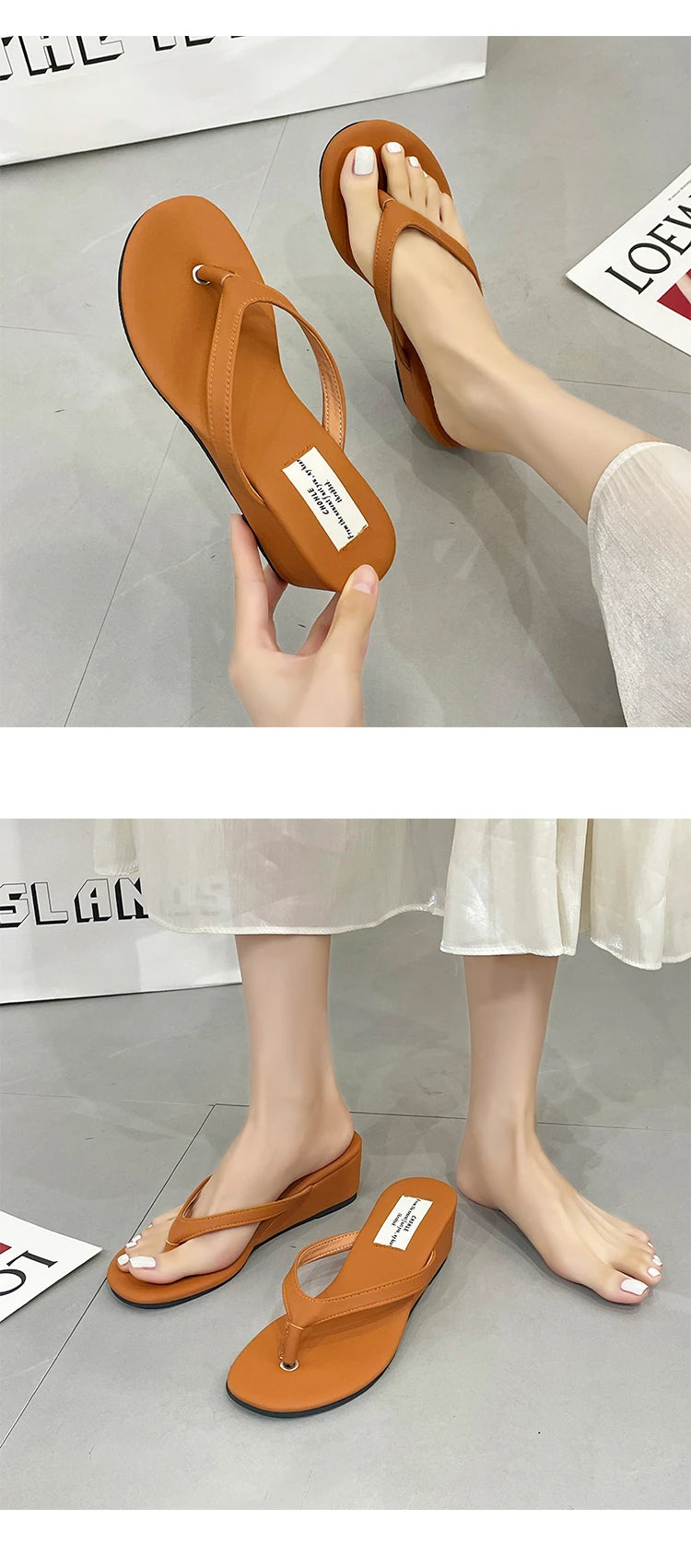 Sandalias Mujer Cuña - Chanclas Casuales Tacón Medio Verano