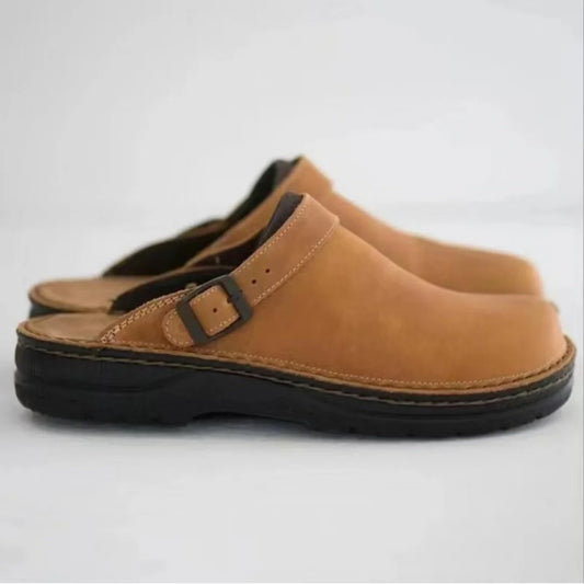 Zuecos Hombre Cuero Verano - Sandalias Casual Playa Antideslizantes