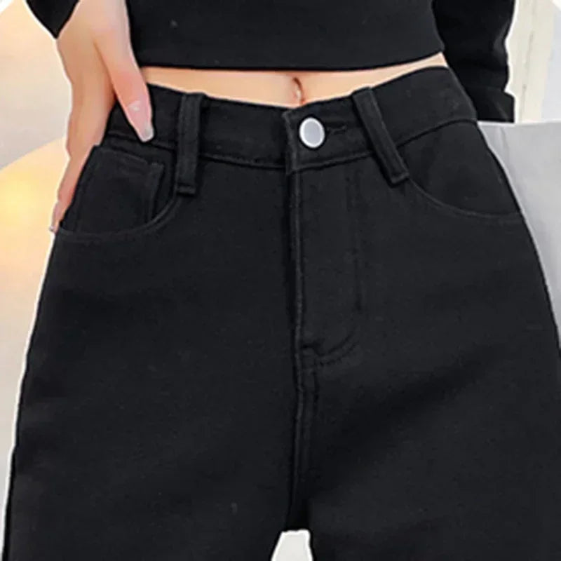 Vaqueros Mujer Forro Polar Invierno - Jeans Térmicos Cintura Alta