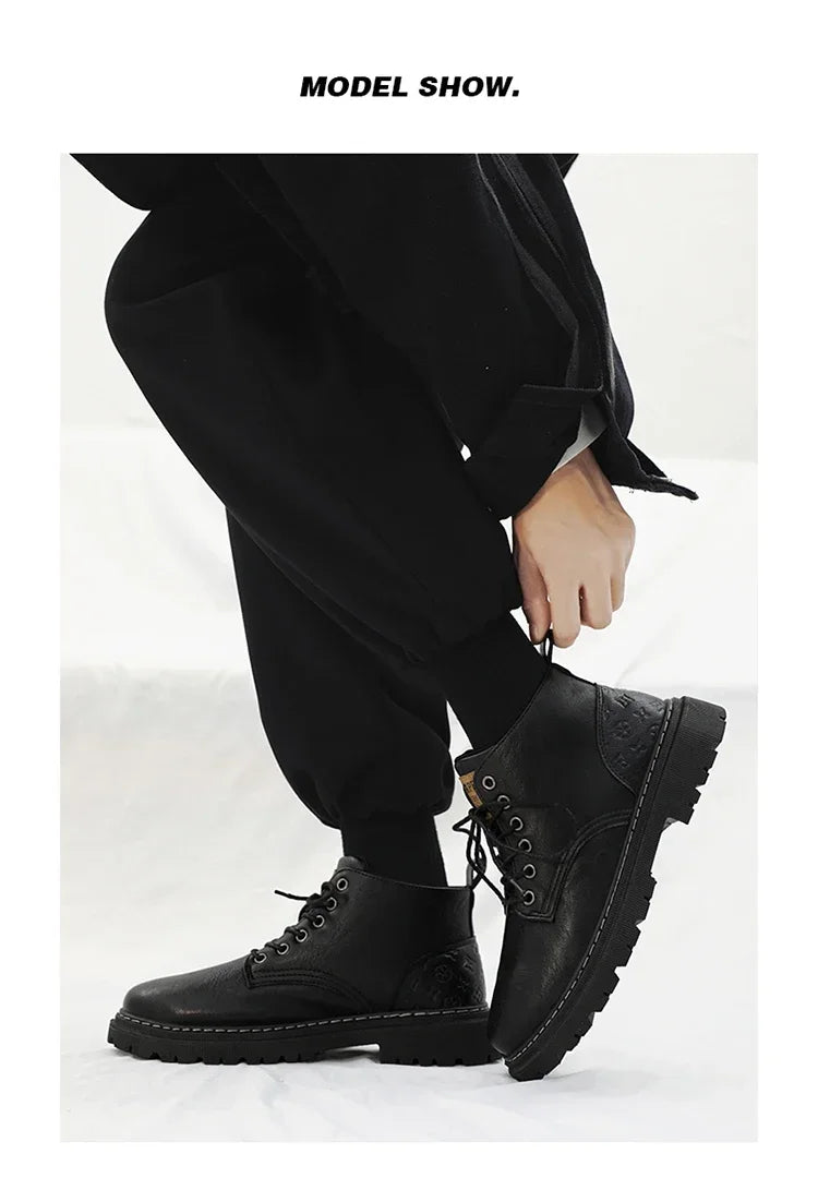 Botas Hombre 2024 Cuero Altas - Casual Fashion Retro All-Match Trabajo Desert