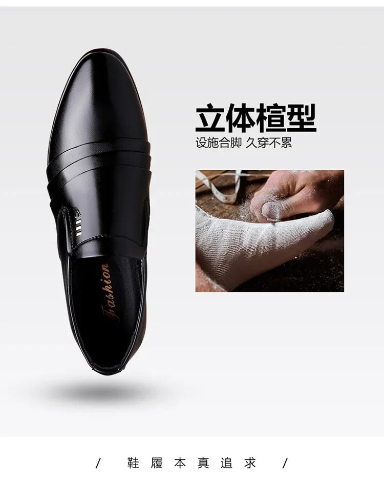 Zapatos Vestir Hombre Cuero PU Negro - Mocasines Oxford Punta Puntiaguda Boda Business