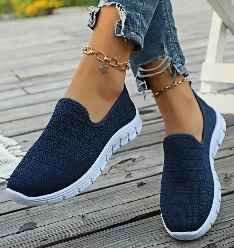 Sneakers Slip-On Mujer Blancos - Zapatillas Ligeras Sin Cordones Otoño