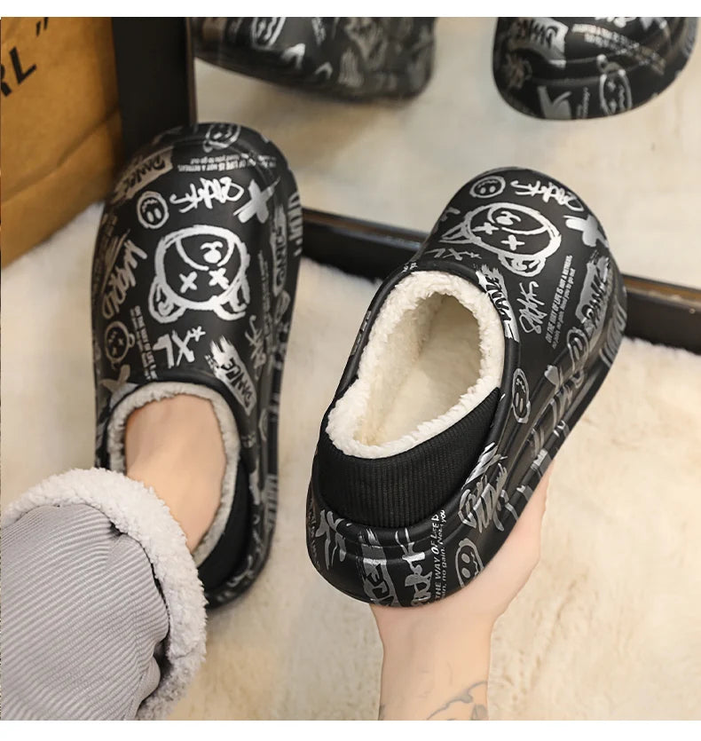 Pantuflas Hombre Invierno Algodón - Cálidas Antideslizantes Impermeables Talón