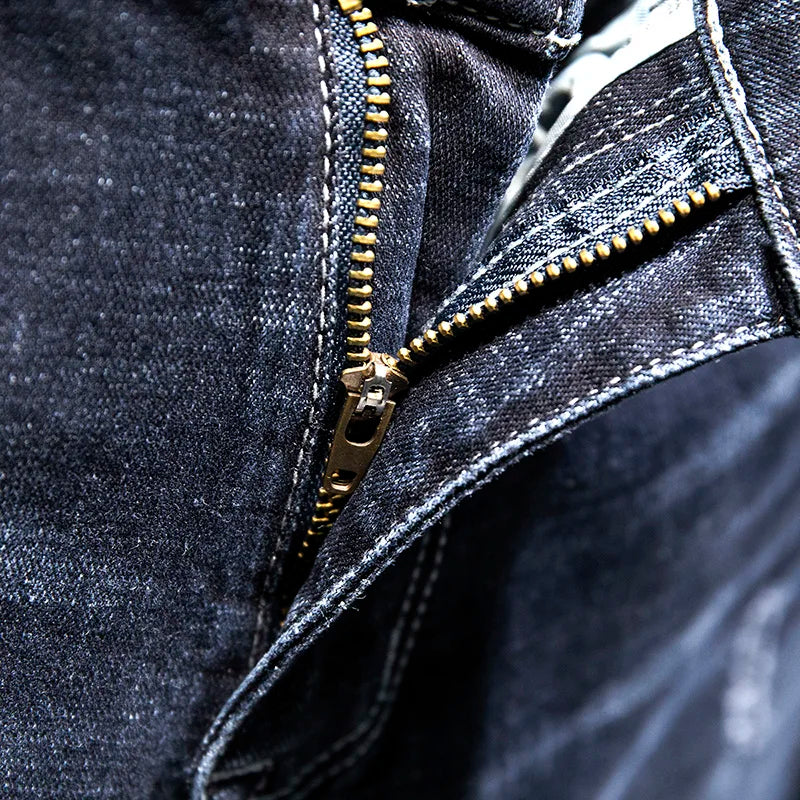 Vaqueros Rotos Hombre 2025 Coreanos - Jeans Slim Fit Algodón Elásticos Azul Negro