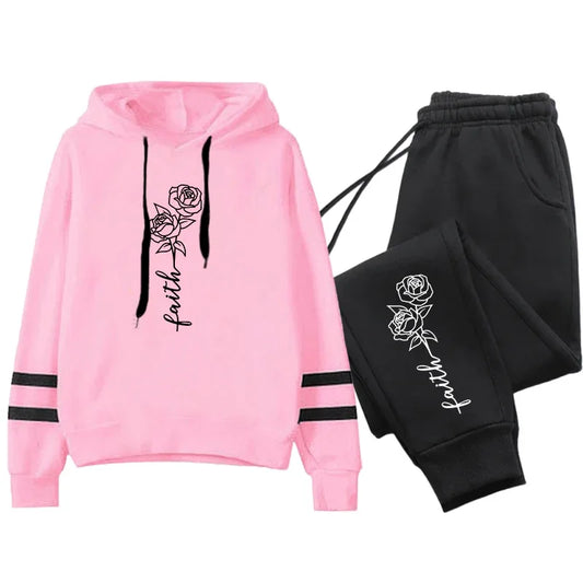 Conjunto Mujer Jogging Otoño Invierno - Sudadera Rayas Casual Outdoor