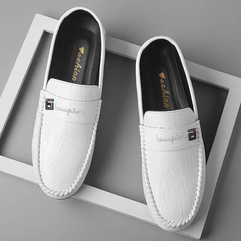 Mocasines Hombre Blancos Cuero - Vestir Casual Slip-On Primavera Otoño Designer