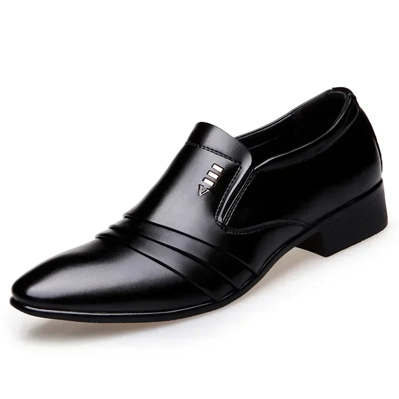 Zapatos Vestir Hombre Cuero PU Negro - Mocasines Oxford Punta Puntiaguda Boda Business