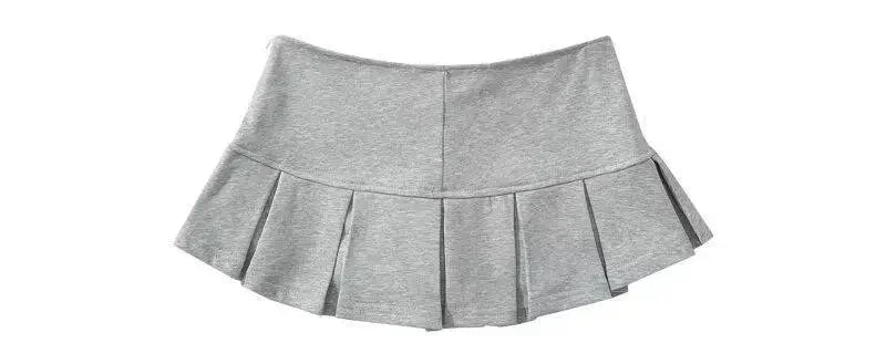 Falda Y2K Mini Mujer Plisada - Falda Cintura Baja Gris Vintage Sexy