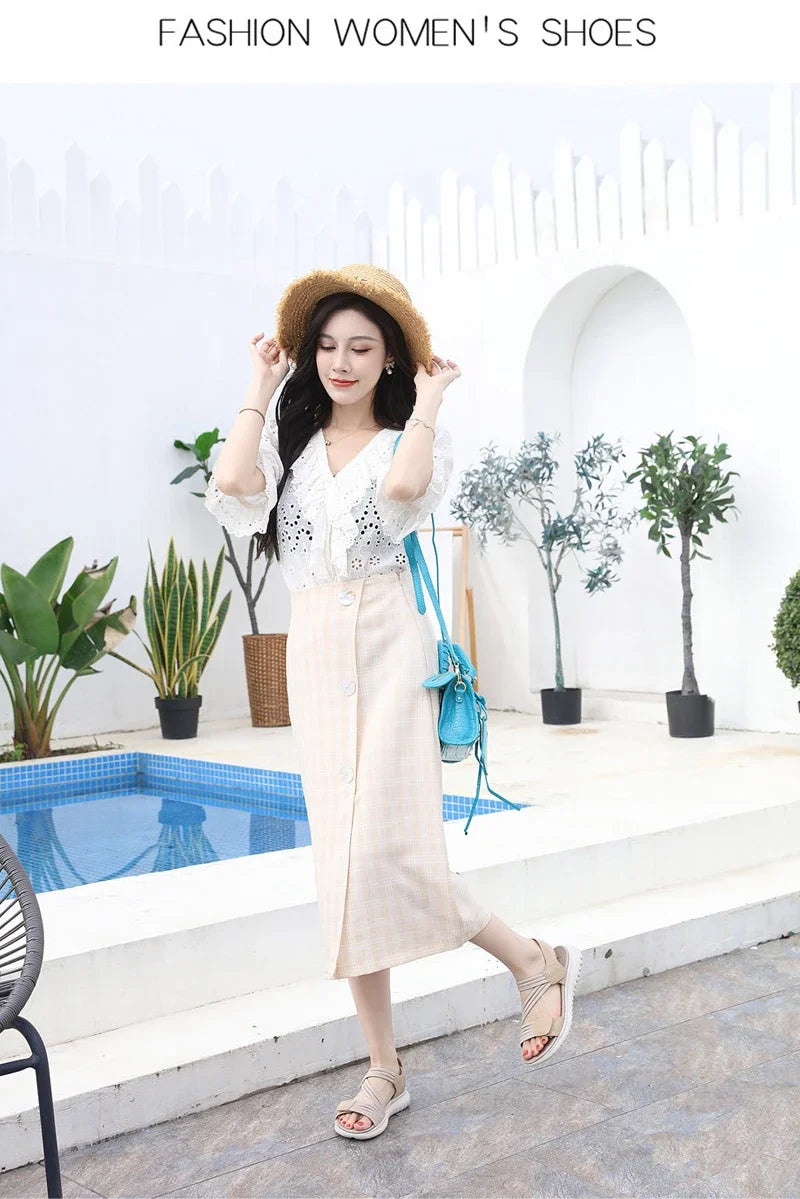 Sandalias Cuña Mujer Deportivas - Zapatos Playa Outdoor Aumenta Altura Cómodas Verano