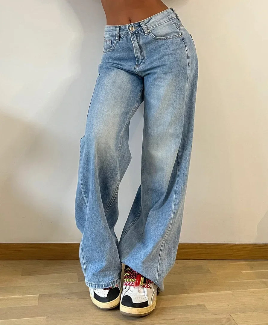 Jeans Baggy Mujer Cintura Alta - Pantalón Denim Otoño 2024