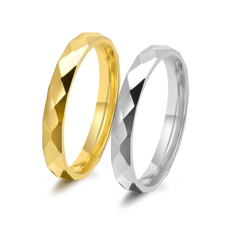 Anillo Apilable Acero Inoxidable - Multifacético Boda Mujer Talla 5-10