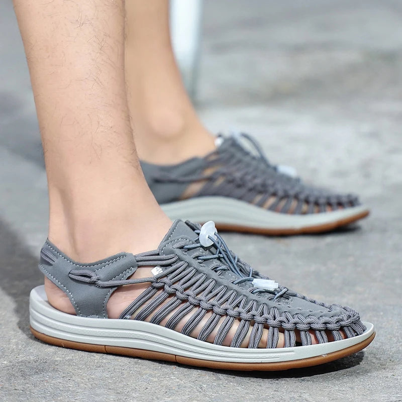Sandalias Hombre Verano Tejidas - Outdoor Transpirables Slip-On Tallas Grandes