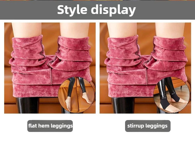 Leggings Mujer Forro Polar Invierno 2024 - Efecto Cuero Cintura Alta Térmicos