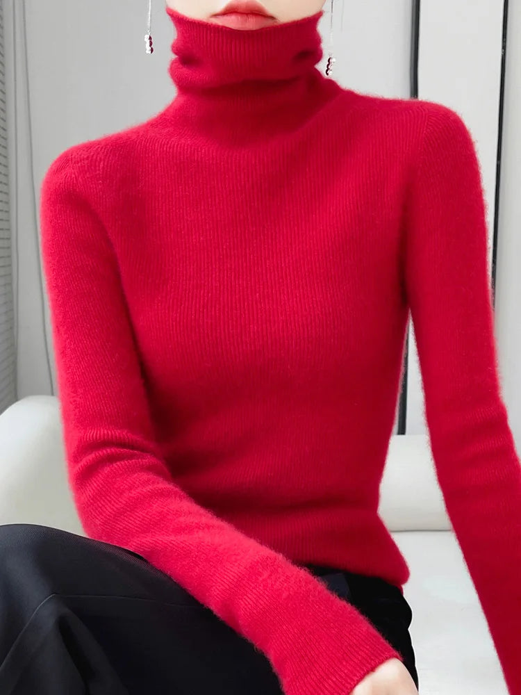 Suéter Mujer Lana Merino 100% Slim - Jersey Coreano Otoño Invierno