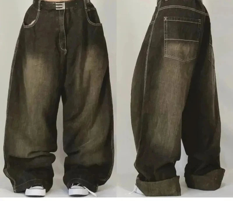Vaqueros Mujer Góticos Y2K - Jeans Pierna Ancha Multi-Bolsillos Hip-Hop