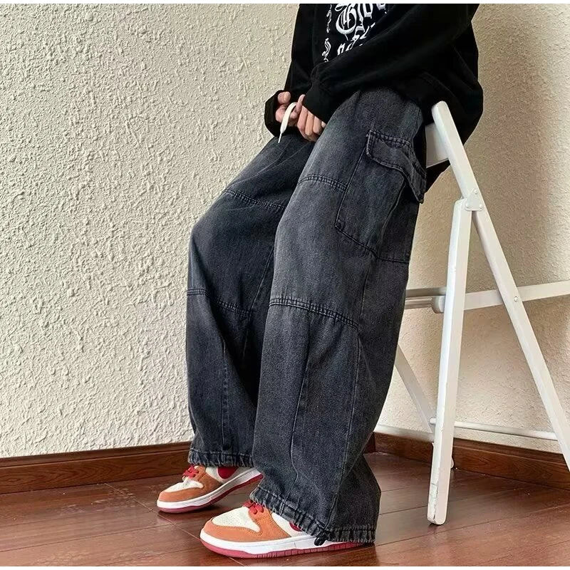 Vaqueros Cargo Y2K Baggy para Hombre - Jeans Pierna Ancha Ajustables Hippie Streetwear