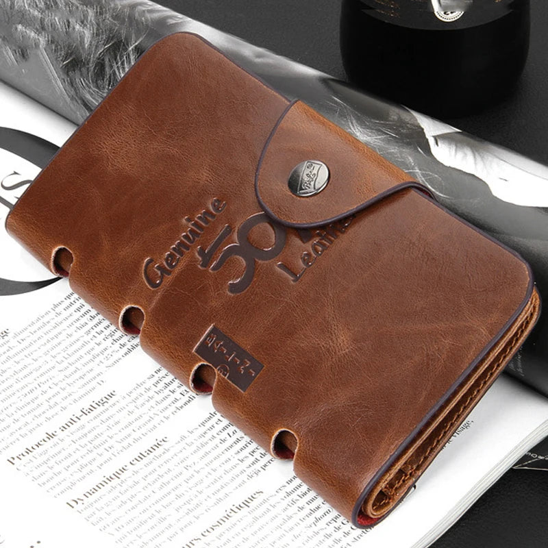 Cartera Cuero Hombre Tríptico - Hebilla Magnética Tarjetero Monedero Negocios