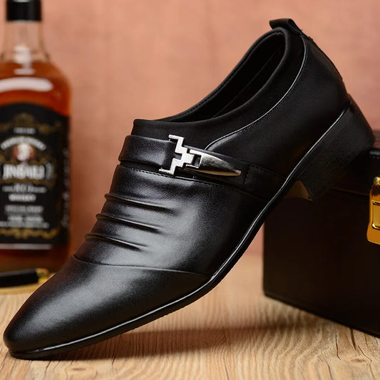 Zapatos Vestir Hombre Business Cuero - Luxury Slip-On Oxford Punta Puntiaguda Boda Tallas Grandes
