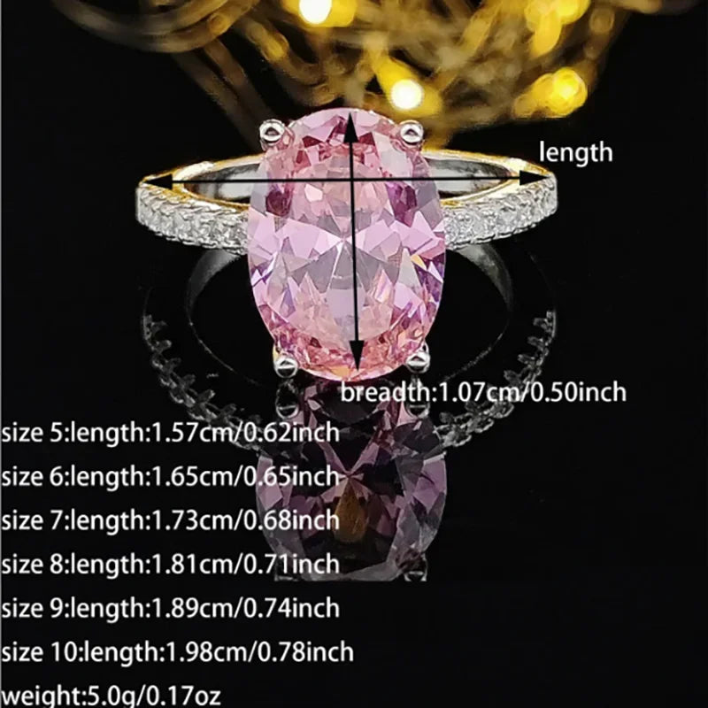 Anillo Oval Rosa Mujer - Oro Rosa Circonita Compromiso Personalizado