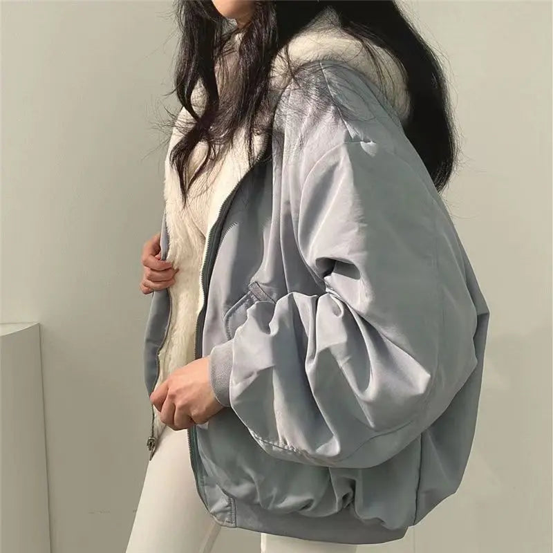 Chaqueta Acolchada Mujer Franela - Chaqueta Lana Cordero Capucha Invierno