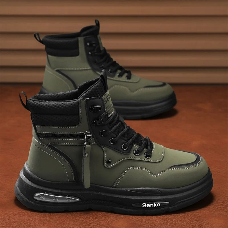 Botas Hombre Tobillo Invierno - Casual Cowboy Combat Tactical Motocicleta Cuero Chelsea Trabajo Outdoor Senderismo Luxury Designer