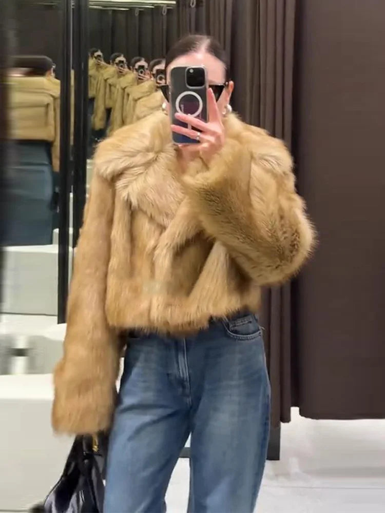 Chaqueta Piel Mujer Elegante - Chaqueta Cuello Alto Holgada 2025