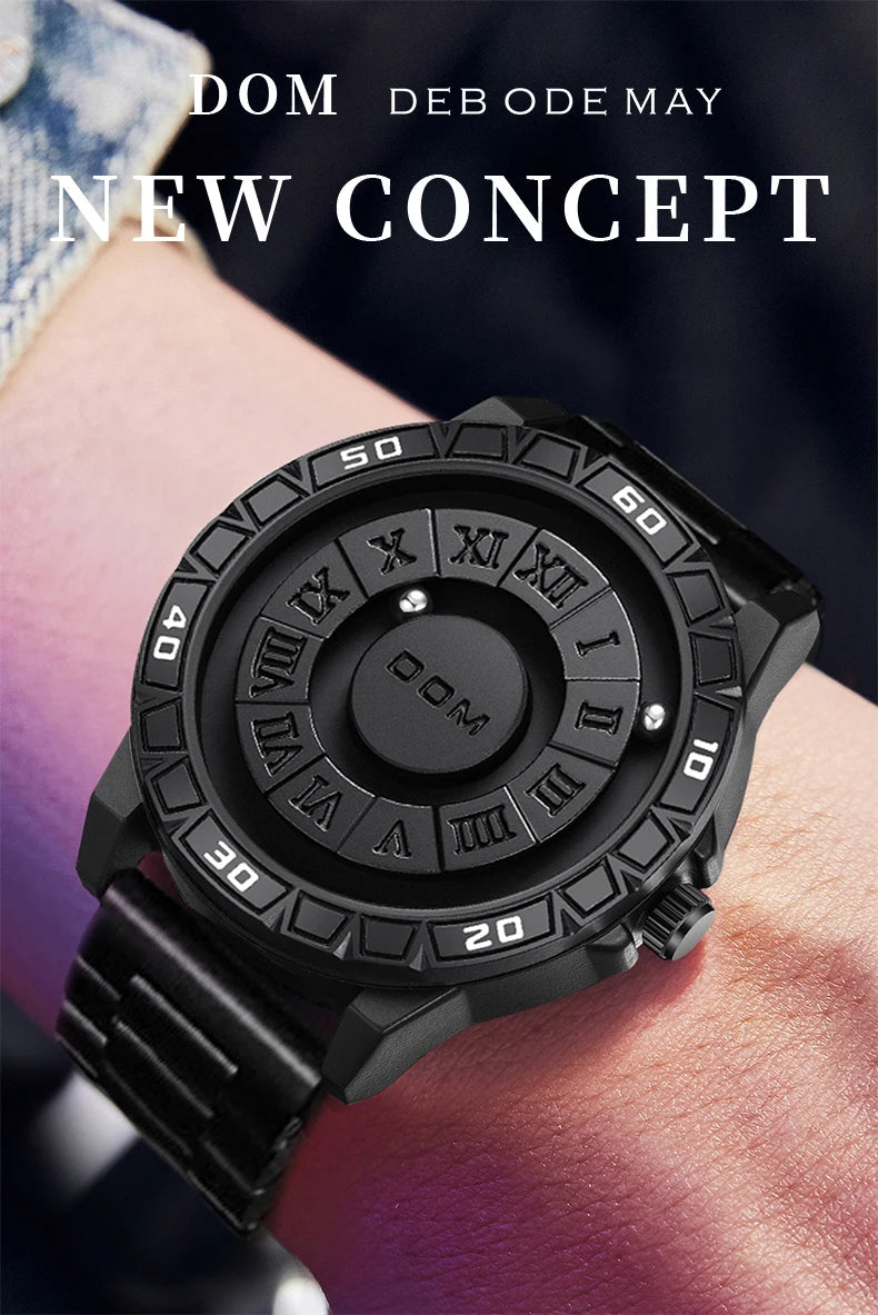 Reloj DOM 1726 Diseño Magnético - Bola Giratoria Cuarzo Romano Resistente al Agua