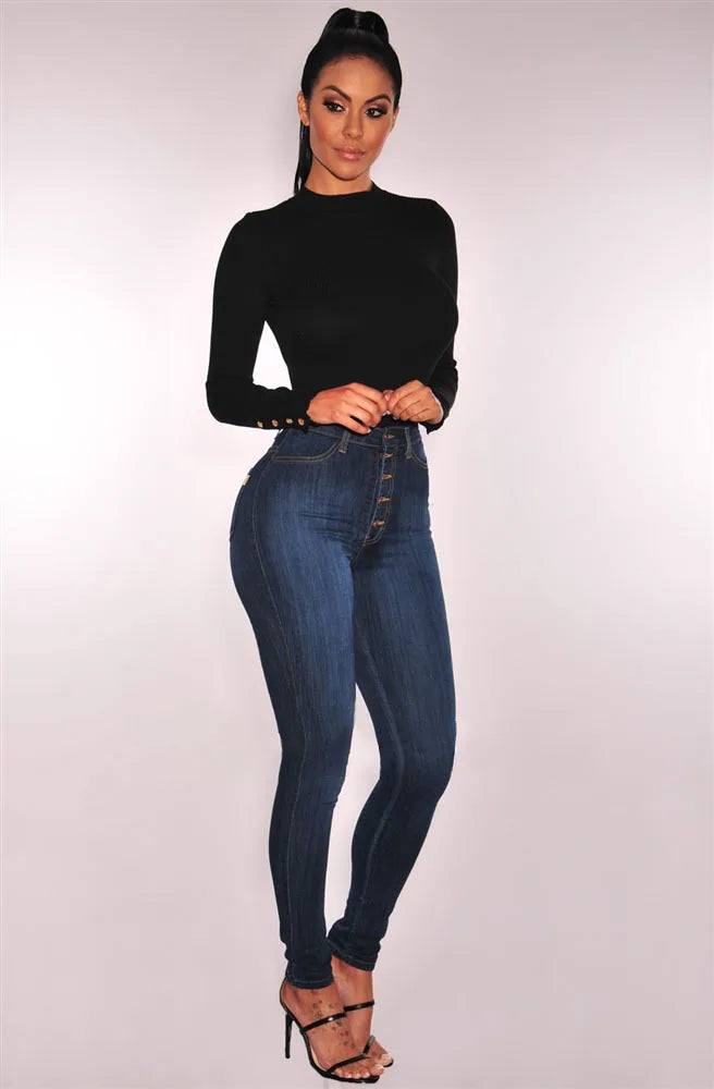Jeans Skinny Mujer Cintura Alta - Pantalón Elástico Vintage