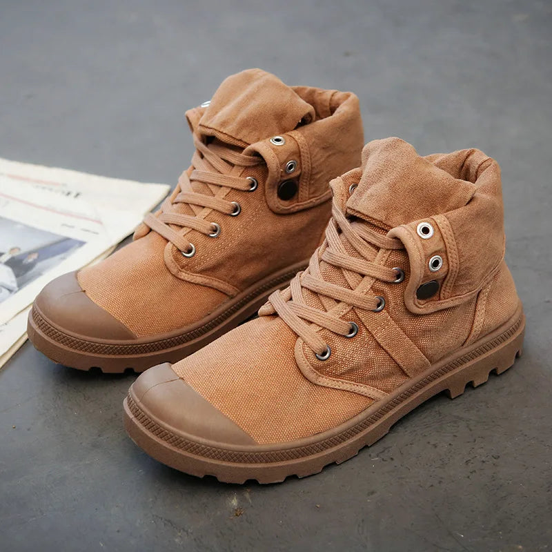 Botines Hombre Outdoor Canvas - Botas Casual Transpirables Cordones