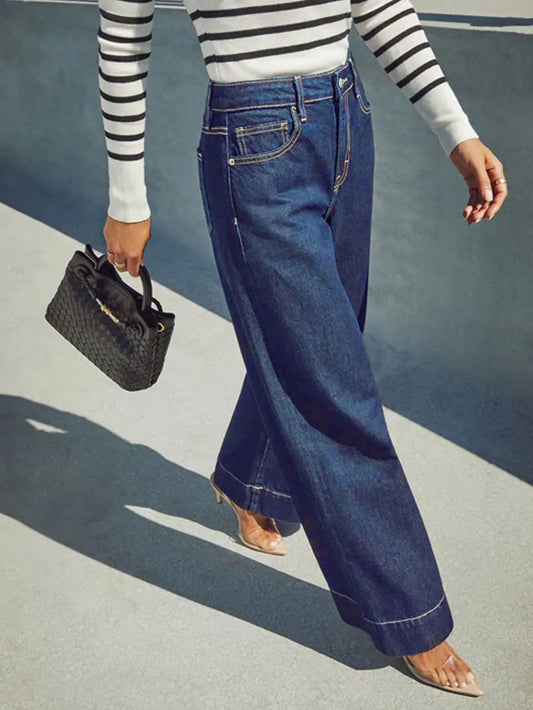 Jeans Mujer Pierna Ancha Cintura Alta - Pantalón Denim Verano 2025