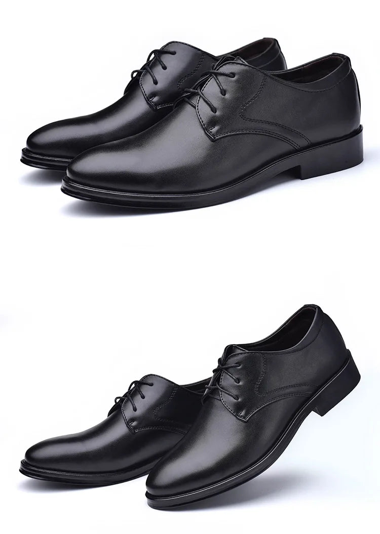 Zapatos Vestir Hombre Negros Cuero - Formales Boda Oficina Punta Puntiaguda Invierno 2024
