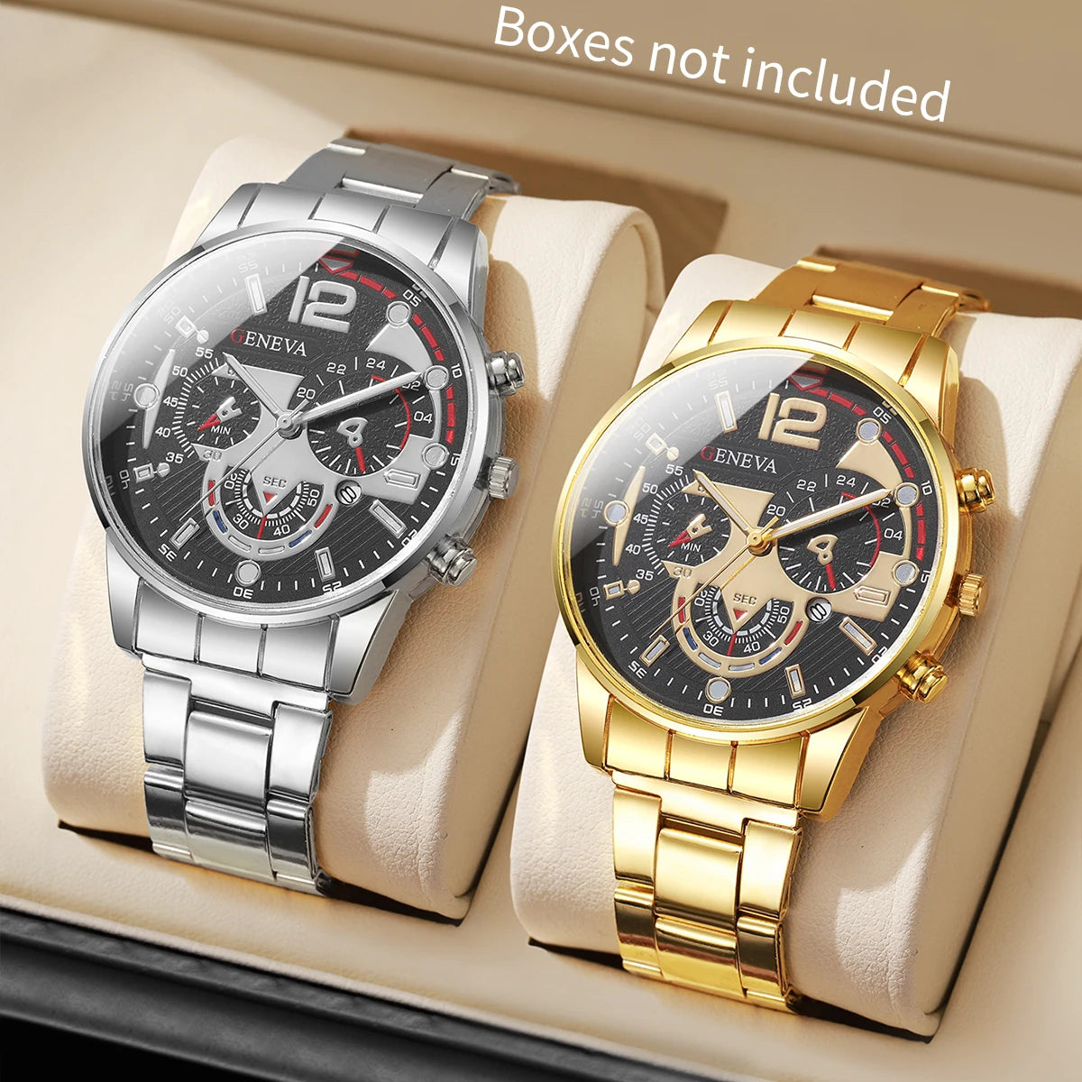 Set 3 Relojes de Cuarzo para Hombre - Pack Business Luxury Resistente al Agua