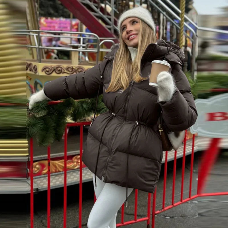 Chaqueta Algodón Mujer Gruesa - Chaqueta Cuello Alto Cremallera Capucha 2025