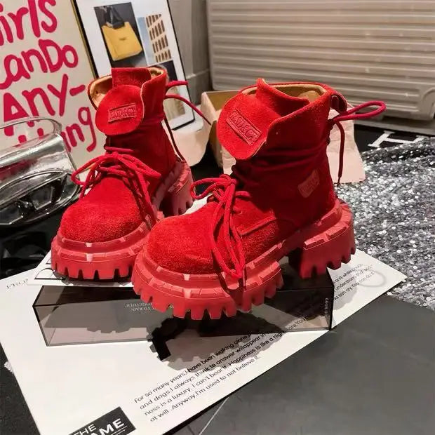 Botas Tobillo Mujer 2025 Plataforma - Chunky Ante Sneakers Deportivas Invierno