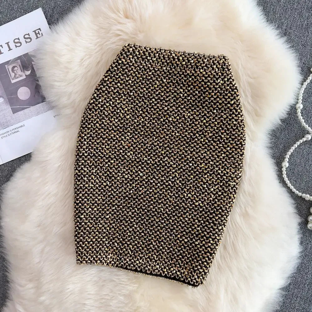 Falda Lentejuelas Mujer Oficina - Falda Elegante Formal Premium Coreana